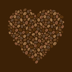 Heart of coffee beans