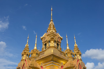 Fototapeta premium golden chedi, golden chedi with spear tip top in Thailand temple