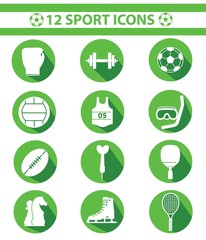 Sports icons,Green version,vector