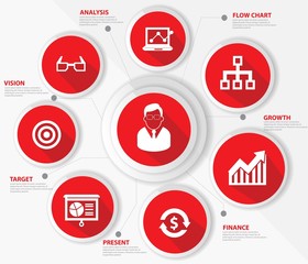 Business management concept,Red version,vector
