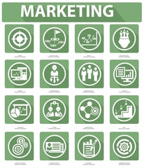 Flat Marketing Icons,Green version,vector