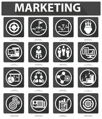 Flat Marketing Icons,Black version,vector
