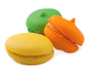 Colorful macaroons on white.