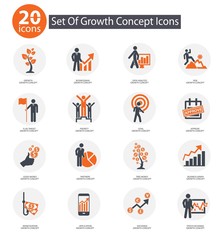Growth concept icons,Orange version,vector