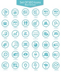 Set of SEO icons,Blue version,vector