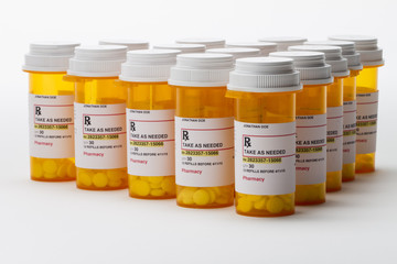 Group of prescription bottles, horizontal