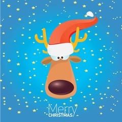 kids merry christmas illustration with reindeer
