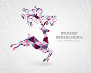 Merry Christmas retro geometric reindeer © Cienpies Design