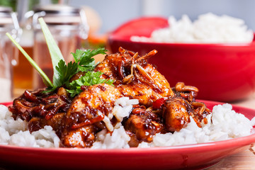 Sweet and sour pork and rice