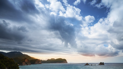 Adriatic Sea landscape with dramatic cloudy sky