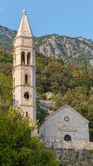 Fototapeta na wymiar Ancient church in Perast town, Bay of Kotor, Montenegro