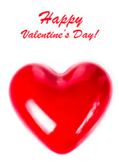 Valentines Day card with Big Red Heart isolated on white backgro