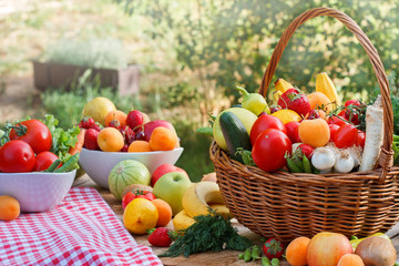 Table full of various organic fruits and vegetables