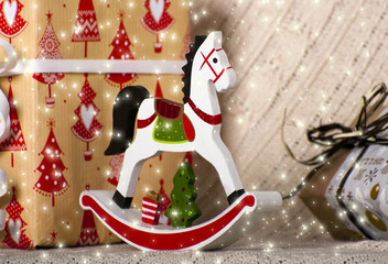 Christmas wooden toy horse