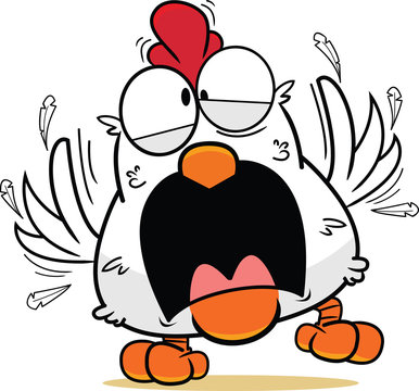 Cartoon Frantic White Chicken