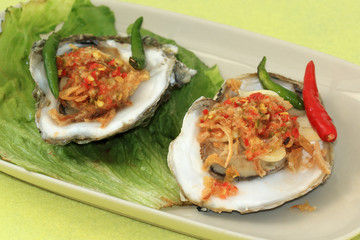 Oyster with spicy sauce