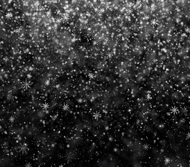 Frosty winter New Year's background, falling snowflakes