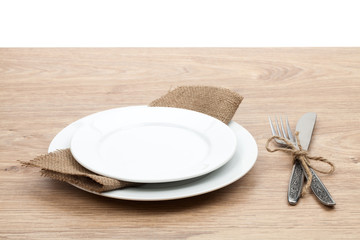 Empty plate and silverware set