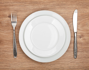 Empty plate and silverware set