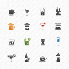 Beverage vector symbol icon set