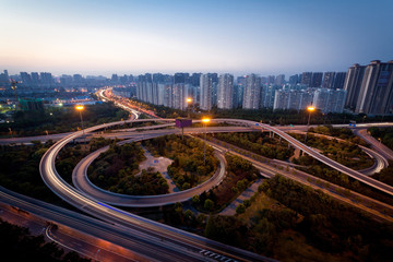 Fototapeta na wymiar Aerial view of the city viaduct