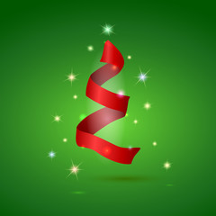 Stylized ribbon Christmas tree . Vector illustration.
