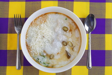 rice porridge in the bowl