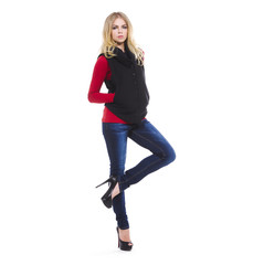 full length fashion girl posing on white, background