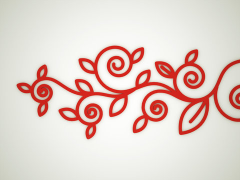 Red floral ornamental motive