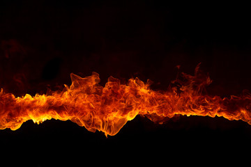 Blazing flames on black background