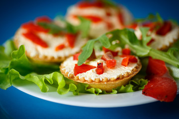tartlets filled with red fish