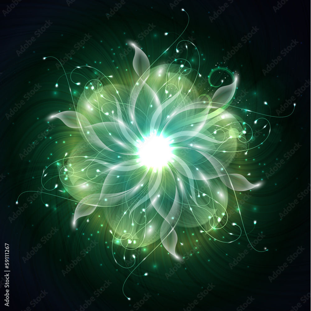 Wall mural fiery flower abstract background