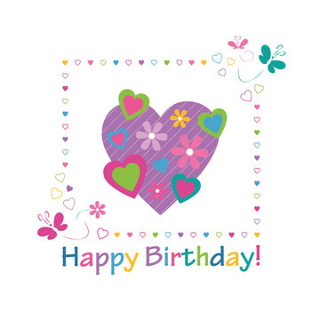 colorful hearts happy birthday card