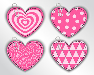 paper hearts with different patterns