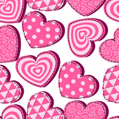 seamless pattern with pink hearts Valentine's Day