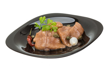 Sliced marinated herring