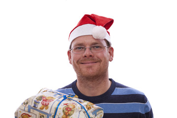 Mann mit Weihnachtsmütze