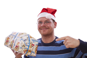 Mann mit Weihnachtsmütze