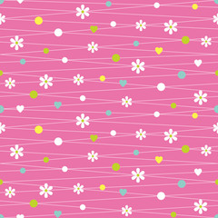 hearts flowers and dots pattern