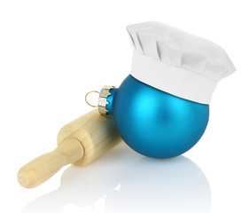Christmas ball with chef hat and rolling pin