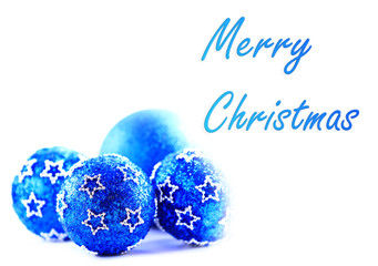 Blue christmas balls with sample text