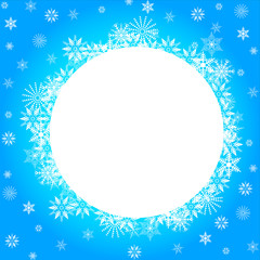 Snowflakes Over Light Blue with Copy Space