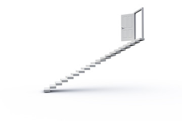 Obraz premium White steps leading to open door