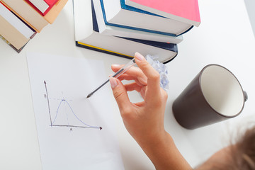 Student with math chart