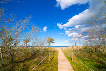 Denia Alicante beach with blue summer sky in Spain