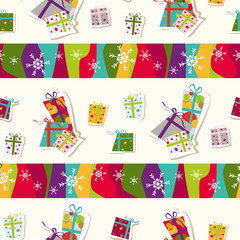 Cute colorful gift boxes seamless pattern for Christmas