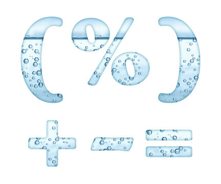 Mineral water characters on white