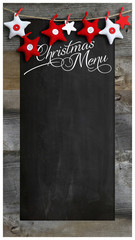 Christmas Restaurant Menu Wooden Blackboard Copy Space
