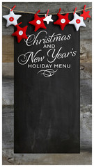 Christmas and New Year`s Restaurant Menu Wooden Blackboard Copy