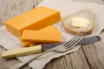 irish mature cheddar cheese on paper